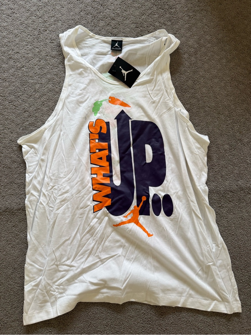 Jordan White Tank with Orange and Green Graphics
